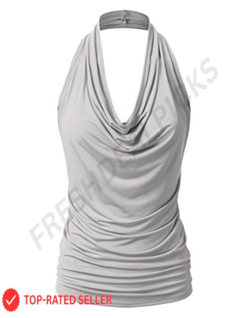 Sexy Halter Neck Draped Front Open Back Tank Top Sleeveless